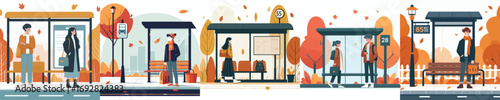 vector of a youth waiting at a bus stop