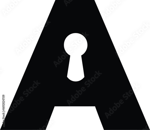 Letter A as a Keyhole - A Mysterious Silhouette Symbolizing Access and Security

