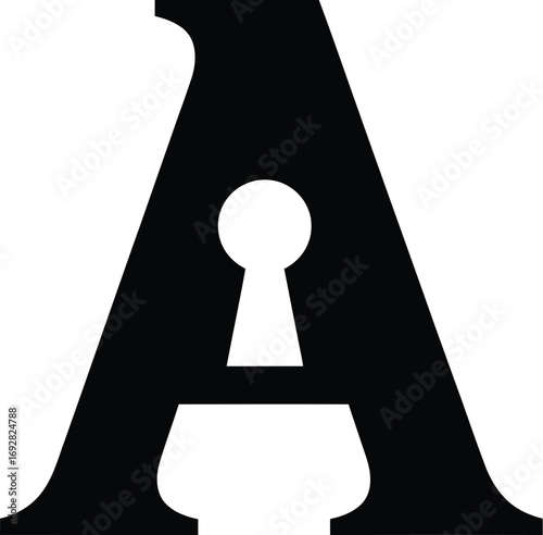 Letter A as a Keyhole - A Mysterious Silhouette Symbolizing Access and Security

