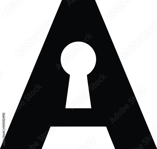 Letter A as a Keyhole - A Mysterious Silhouette Symbolizing Access and Security

