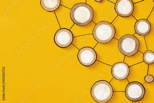 Abstract network of circles on a bright background