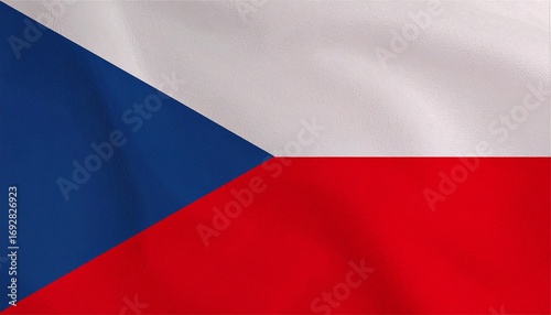 National flag of Czech Republic with white (top) and red (bottom) horizontal bands, and blue isosceles triangle extending from hoist side, symbolizing Slavic heritage and unity.