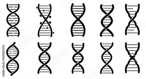 dna strands showing various genetic mutations and structures