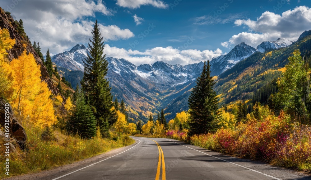 Fototapeta premium Scenic autumn mountain road (1)