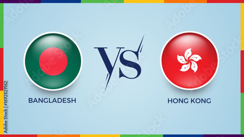 “Bangladesh vs Hong Kong broadcast template for asia cup sports. vector illustration"
