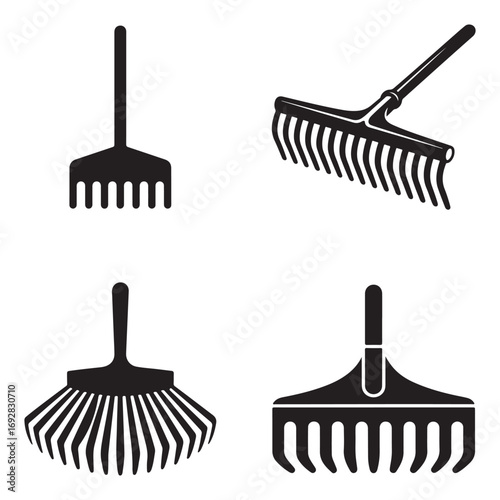 Vector Illustration of Various Garden Rakes