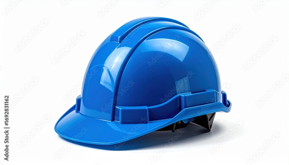 Fototapeta premium Blue Safety Hard Hat on White Background