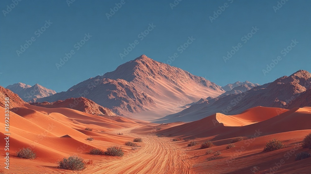 Naklejka premium Golden desert dunes under sunlight with smooth textures