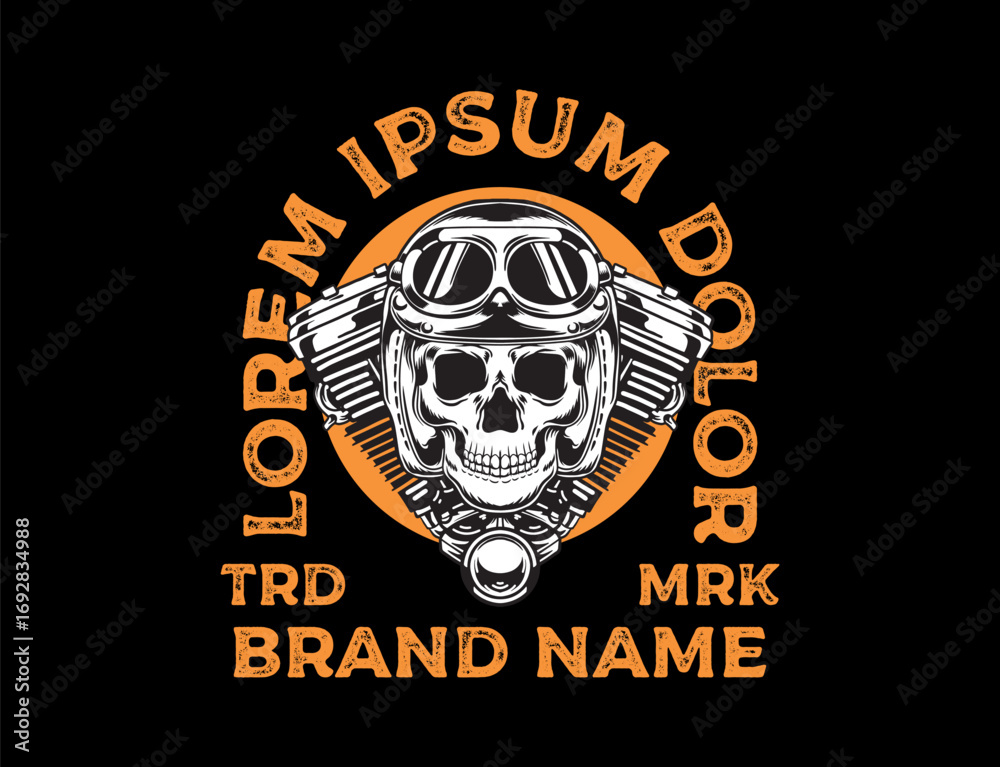 Fototapeta premium Skull motorcycle t shirt design 