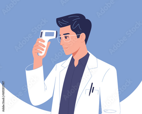 Doctor Using a Thermometer Healthcare Professional Checking Temperature