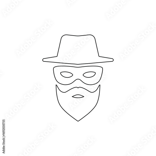 Funny cartoon magician man with hat and mustache illustration