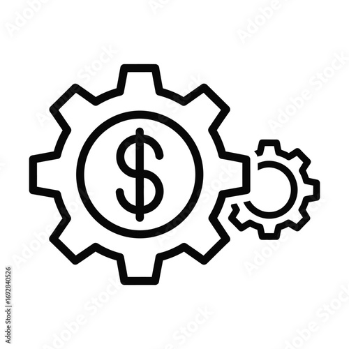 Dollar sign gear mechanism representing financial productivity and business operations vector