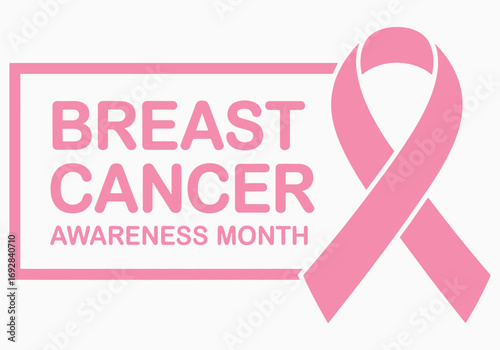Pink ribbon breast cancer awareness month graphic