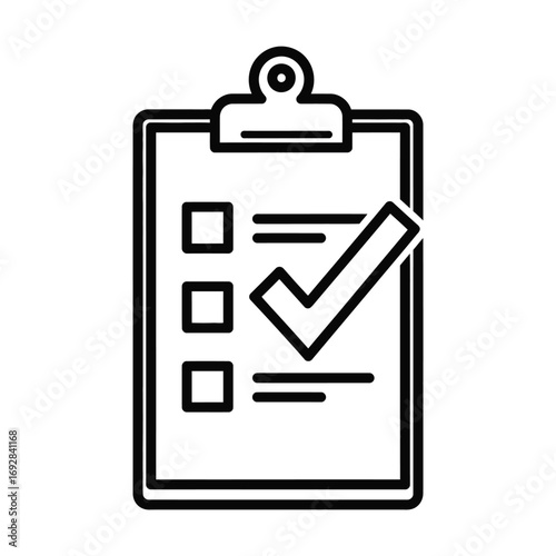 Clipboard checklist icon with checkmark symbol for task completion and progress tracking vector
