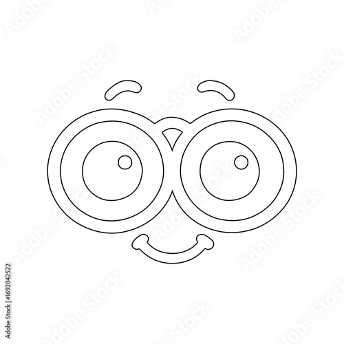 Funny cartoon face with big expressive eyes illustration