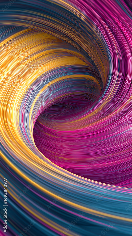 Naklejka premium Vibrant spiral in dynamic motion, captivating abstract design.
