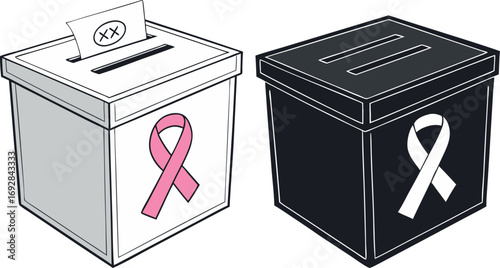 Donation Box Icon with Ribbon in Solid Vector Style