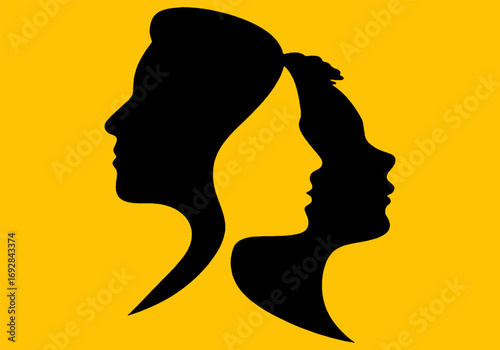 Two silhouettes of faces forming a vase illusion