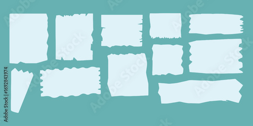 torn paper icon set vector  on white background. paper, torn, piece, scrap, fragment, shred, rip, tear, edge, texture, scrapbook, collage, craft, art, design, symbol.