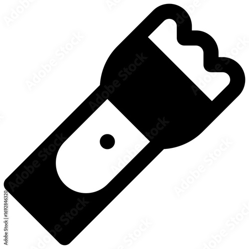 Flashlight. Outlined stroke vector icon with black-filled details.
