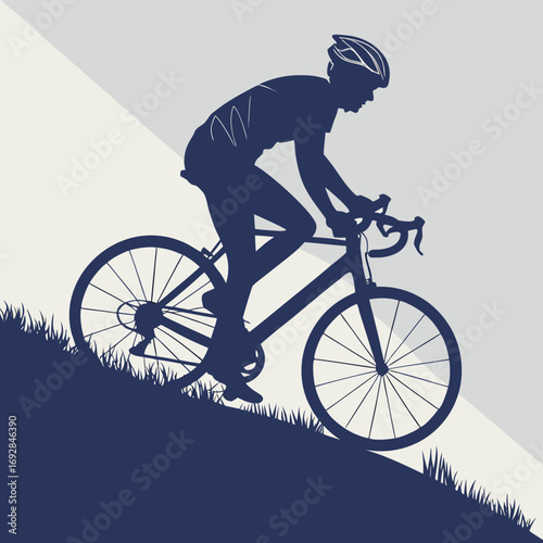 Dynamic silhouette of a cyclist in motion representing speed and athletic achievement