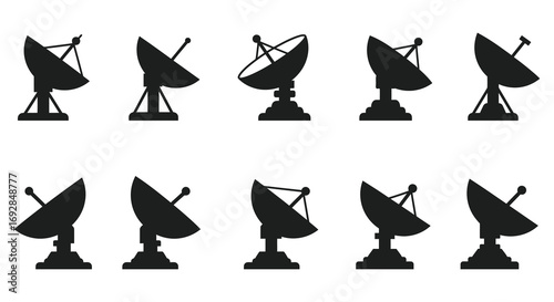 a row of satellite dishes aligned neatly in formation