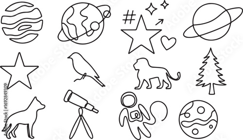 Collection of hand drawn doodle cartoon zodiac signs vector illustration set
