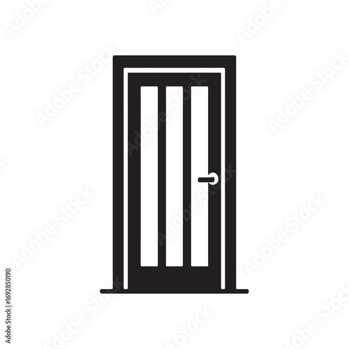 Closed metal door with window isolated on white background vector illustration