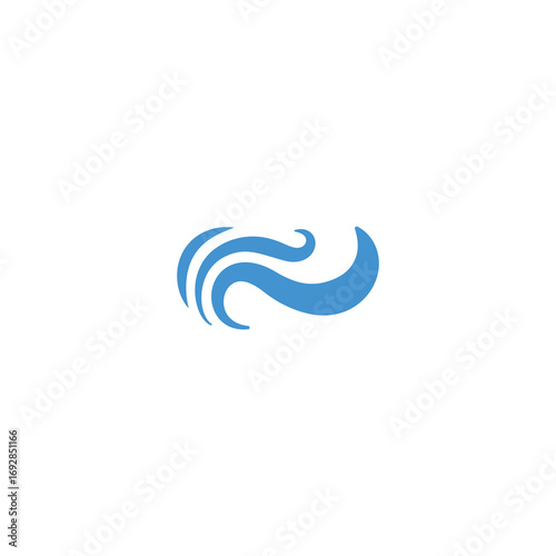 Abstract stylized blue wave graphic design element.