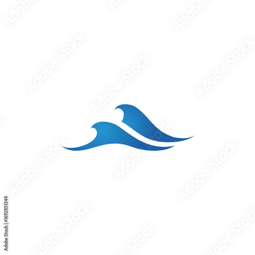 Abstract stylized illustration of two ocean waves, flowing smoothly, creating a sense of movement and fluidity.