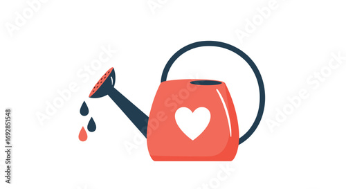Nurturing growth and love with a heart shaped watering can