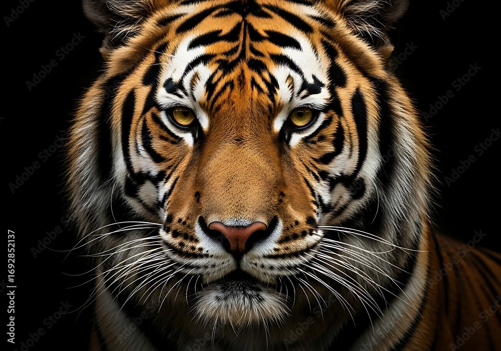Tatapan mata harimau yang tajam menangkap kekuatan dan keindahan satwa liar dengan mata kuning yang tajam dan garis-garis yang mencolok Tatapan mata harimau yang tajam menangkap kekuatan dan keindahan satwa liar dengan mata kuning yang tajam dan garis-garis yang mencolok