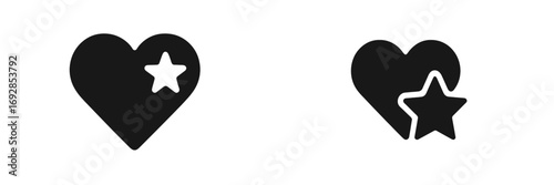 Unique heart and star symbols showcasing creativity and minimalist design in a digital format perfect for modern art
