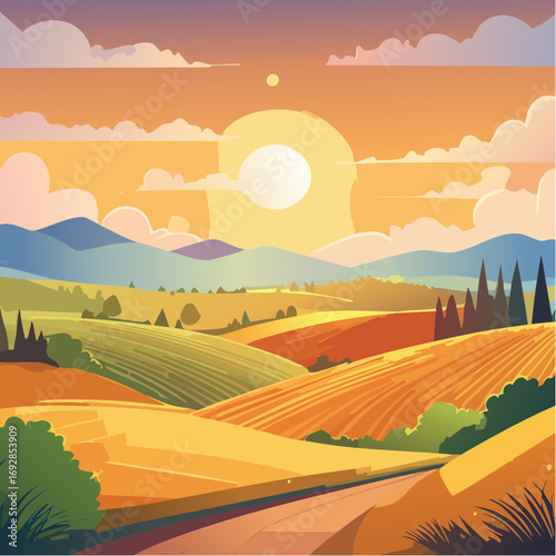 tuscany landscape with trees