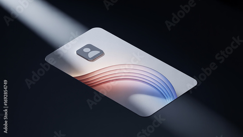 Abstract Modern Business Card Mockup with Pastel Rainbow Waves and Profile Icon on Dark Background
