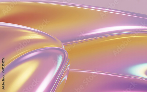 Abstract Pastel Pink and Gold Iridescent Liquid Waves Background