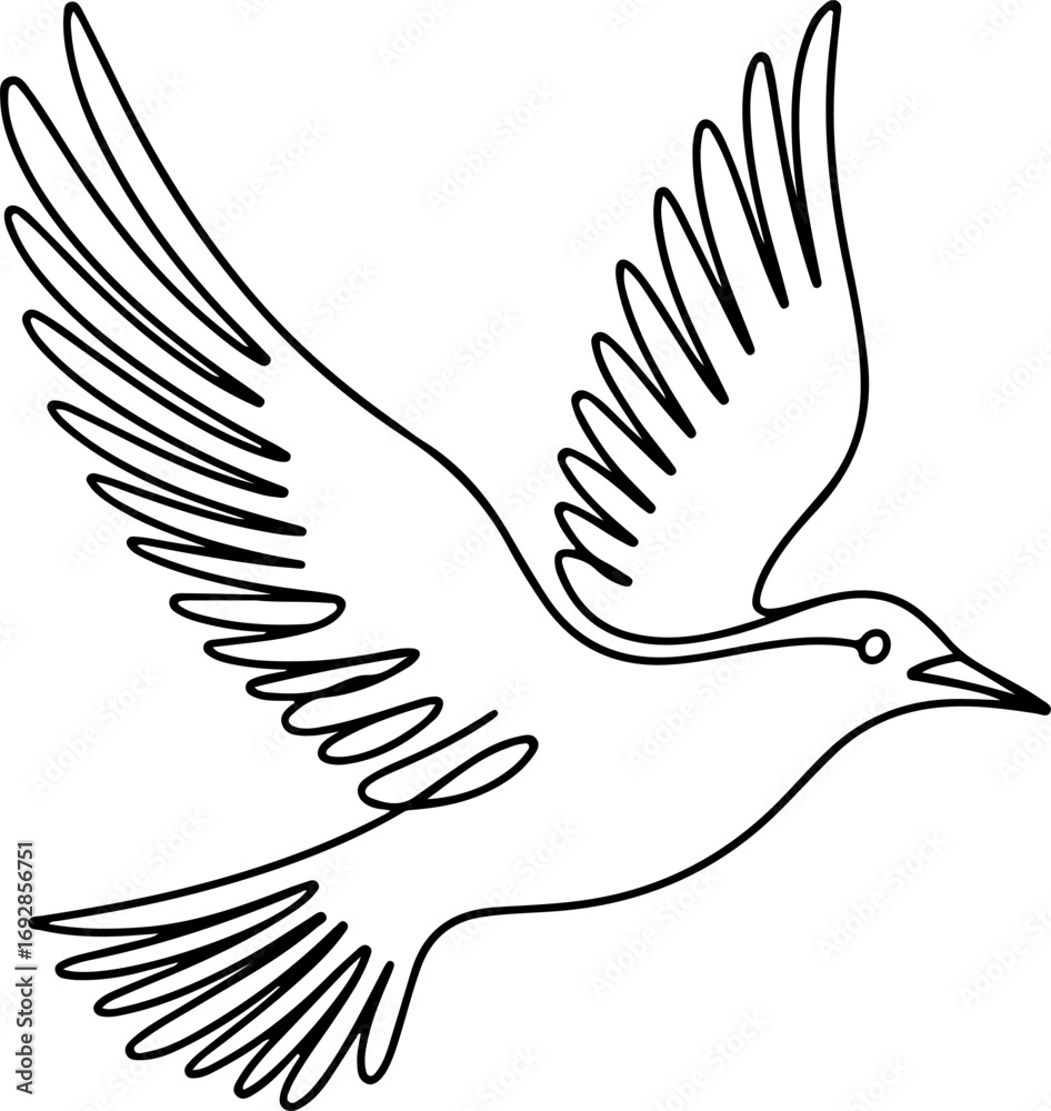Obraz premium Continuous Line Art of a Bird in Flight Minimalist and Elegant Design