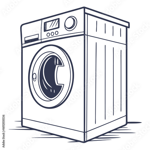Minimalist monochrome washing machine silhouette for laundry and appliance design