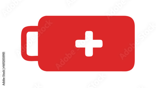 Red battery icon with plus sign