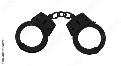 handcuffs in black contrasted against white background silhouette