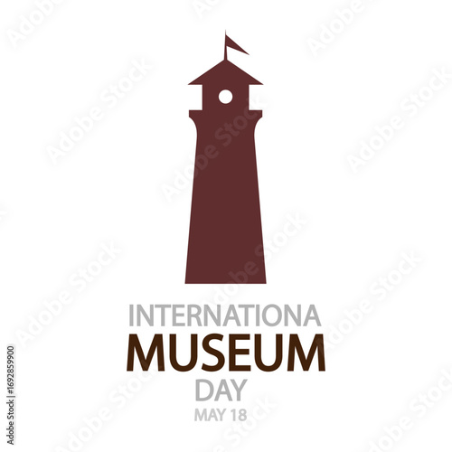 Museum Day International lighthouse, vector art illustration.