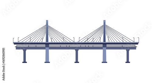 a bridge with cables and pillars silhouette