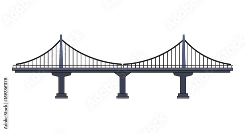 a bridge with cables and pillars silhouette