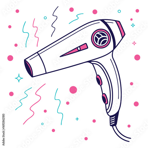 Sleek modern hair dryer design with vibrant neon accents and clean lines