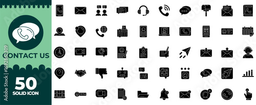 Contact Us Solid Icon Pack.