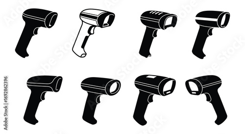 various handheld devices shown in black and white illustrations