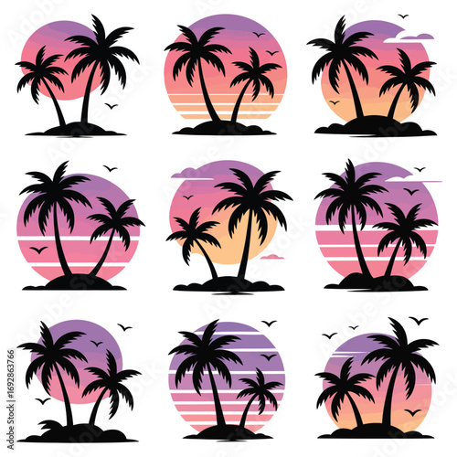A vector set of tropical palms for your summer beach vacation design