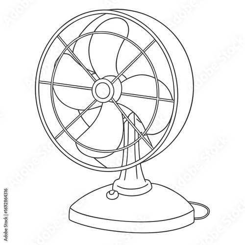 Minimalist electric fan illustration with elegant line symmetry and clean design elements