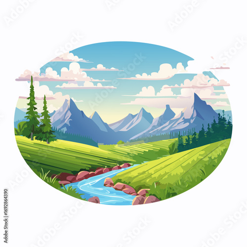 landscape with mountains and lake