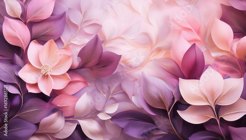 A Beautiful Floral Background Featuring Soft Pink And Purple Hues Smooth Delicate Leaves Add Elegance To The Design Ideal For Modern Art Projects Or Stylish Wallpapers Ai